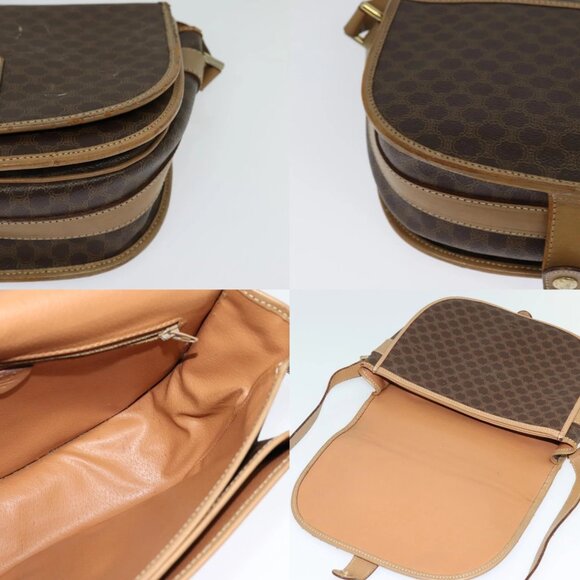 CELINE Macadam Canvas Shoulder Bag PVC Leather Brown Gold Auth sw561 - Picture 16 of 16